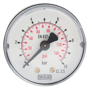 WIKA 8587699 Analogue Positive Pressure Gauge Back Entry 10bar, Connection Size R 1/8