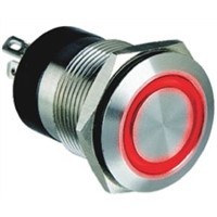 Bulgin Single Pole Single Throw (SPST) Momentary Red LED Push Button Switch, IP66, 19.2 (Dia.)mm, Panel Mount, 24V dc