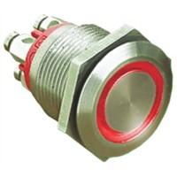 Bulgin Single Pole Single Throw (SPST) Momentary Red LED Push Button Switch, IP66, 19.2 (Dia.)mm, Panel Mount, 24V dc