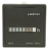 Muller Hour Counter, 6 digits, Mechanical, Plug In, Screw, Solder Connection, 115 V ac