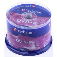 Verbatim Blank DVD 4.7 GB 16X DVD+R, 50 Pack