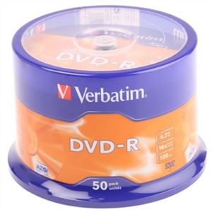 Verbatim Blank DVD 4.7 GB 16X DVD-R, 50 Pack