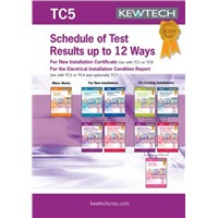 Kewtech Corporation TC5 Electrical Installation Certificate, Certificate Type Inspection &amp;amp; Test Schedule, For Use With