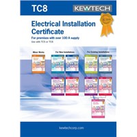 Kewtech Corporation TC8 Electrical Installation Certificate, Certificate Type Inspection &amp;amp; Test Schedule