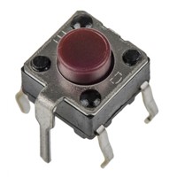 Red Push Plate Tactile Switch, Single Pole Single Throw (SPST) 20 mA 5mm
