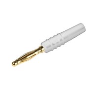 Staubli White Plug Banana Plug - Solder, 30 V, 60 V dc