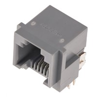 Hirose Cat3 MMJ Connector Modular Jack, UTP Shielding, Right Angle, Through Hole Mount