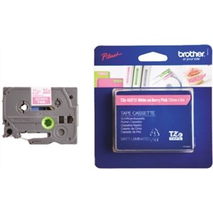 Brother White on Pink Label Printer Tape, 12 mm Width, 5 m Length