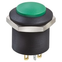 Apem Double Pole Double Throw (DPDT) Green LED Push Button Switch, Panel Mount, 12V dc