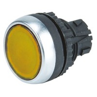 BACO Illuminated Flush Yellow Push Button Head - Spring Return, 22mm Cutout