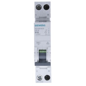 Siemens Sentron MCB Mini Circuit Breaker 1 + N 16 A 6 kA Curve B