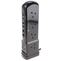 Masterplug 2m 12 Socket Type G - British, USB Extension Lead