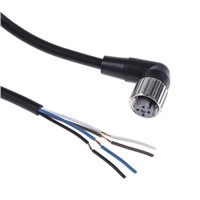 M12 PVC Connection lead, 4 pin angled 5m