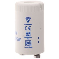 GE 37864, Glow Fluorescent Light Starter, 75  125 W, 220  240 V ac, 36 mm length , 21.5mm Diameter