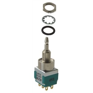 TE Connectivity Double Pole Double Throw (DPDT) Momentary Push Button Switch, 6.35 (Dia.)mm