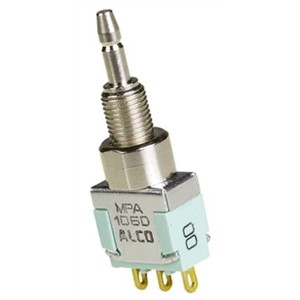 TE Connectivity Single Pole Double Throw (SPDT) Latching Push Button Switch, 6.35 (Dia.)mm, Panel Mount