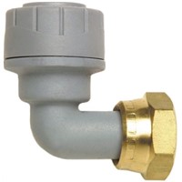 Polyplumb Push Fit Fitting Brass 90 Tap Connector, 15mm od
