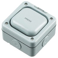 20 A Surface Mount Rocker Light Switch, 1 Way, 1 Gang, 250 V ac