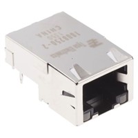 Cat 5 modular RJ45 jack, 8/8, R/A, 2xLED