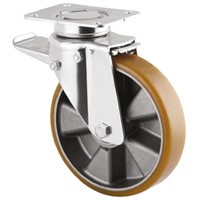Tente Braked Swivel Swivel Castor, 500kg Load Capacity, 125mm Wheel Diameter
