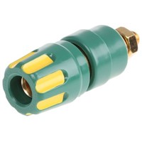 Hirschmann Test &amp;amp; Measurement 35A, Green, Yellow Binding Post With Brass Contacts and Gold Plated - 8mm Hole Diameter