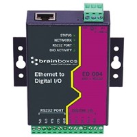 Brainboxes Ethernet Media Converter for use with Ethernet Network 4 x Inputs 4 x Outputs