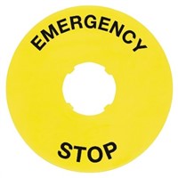 Lovato Emergency Stop Plate for use with 22 mm Push Button Switch