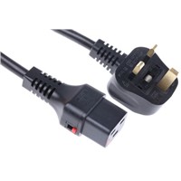 Locking C19 IEC Cable 2M UK Plug