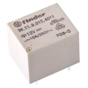 Finder PCB Mount Non-Latching Relay - SPDT, 12V dc Coil, 10A Switching Current, 2 Pole