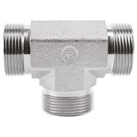 Parker Hydraulic Tee Threaded Adapter 8JMK4S, Connector A G 1/2 Male Connector B G 1/2 Male