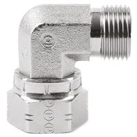 Parker Steel Zinc Plated Hydraulic Elbow Threaded Adapter, 12C6MK4S, G 3/4 Male G 3/4 Female