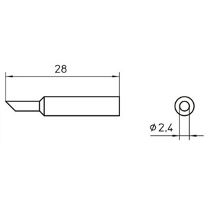 Weller XNT BB 2.4 mm Straight Hoof Soldering Iron Tip for use with WP 65, WTP 90, WXP 65, WXP 90