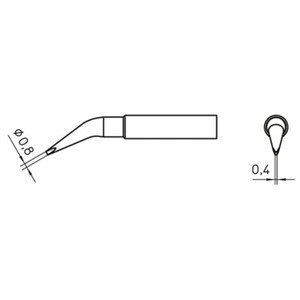 Weller XNT HX 36.5 x 0.8 x 0.4 mm Bent Chisel Soldering Iron Tip for use with WP 65, WTP 90, WXP 65, WXP 90