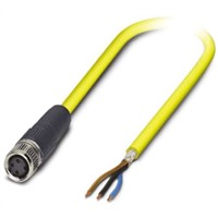 Phoenix Contact, SAC-3P- 2.0-542/M8 FS SH BK Series, Straight M8 to Unterminated Cable assembly, 2m Cable