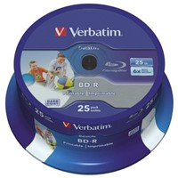 Verbatim 25 GB BD-R 6X Blu-ray Disc, 25 Pack
