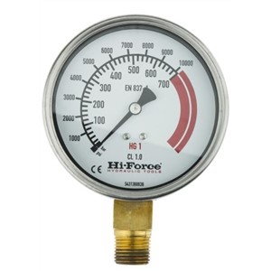 Hi-Force HG1 Analogue Positive Pressure Gauge Hydraulic 700bar, Connection Size NPT 1/2