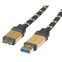 Roline Male USB A to Male Micro USB B USB Cable, 0.8m
