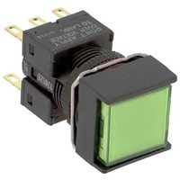 Omron, A16 Illuminated Green Square Push Button, DPDT-NO/NC, 16mm Alternate PCB Pin