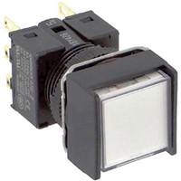 Omron, A16 Illuminated White Square Push Button, DPDT-NO/NC, 16mm Momentary PCB Pin