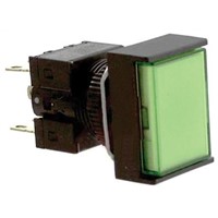 Omron, A16 Illuminated Green Rectangular Push Button, DPDT-NO/NC, 16mm Momentary PCB Pin