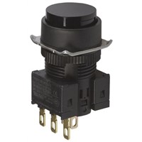 Omron, A16 Non-illuminated Black Round Push Button, SPDT-NO/NC, 16mm Momentary PCB Pin