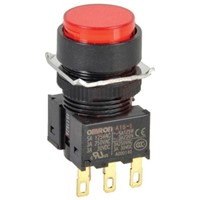 Omron, A16 Non-illuminated Red Round Push Button, SPDT-NO/NC, 16mm Momentary PCB Pin