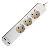 Kopp 2m 3 Socket Type F - German Schuko, USB Extension Lead