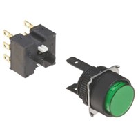 Omron, A16 Non-illuminated Green Round Push Button, DPDT-2CO, 16mm Momentary PCB Pin