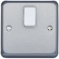 Chrome 20 A Flush Mount Double Pole Light Switch Screwed Brushed BS Standard 86mm 1 2, Albany Plus Screw