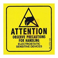 SCS Yellow Gloss Paper (Face), Kraft (Liner) ESD Label, Attention-Observe Precautions For Handling Electrostatic
