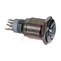 Bulgin 2NO/2NC Momentary Push Button Switch, IP66, IP68, 16.2 (Dia.)mm, Front Panel, 250V