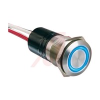 Bulgin Single Pole Single Throw (SPST) Latching Red LED Push Button Switch, IP66, 19.2 (Dia.)mm, Front Panel, 50V