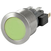Schurter Single Pole Double Throw (SPDT) Momentary Green LED Push Button Switch, IP40 (Front Side Mechanical), IP40 /