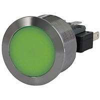 Schurter Single Pole Double Throw (SPDT) Momentary Green LED Push Button Switch, IP40 (Front Side Mechanical), IP40 /